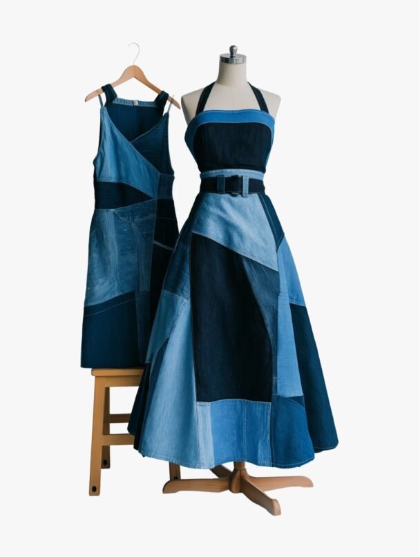 Patchwork Denim Skirt